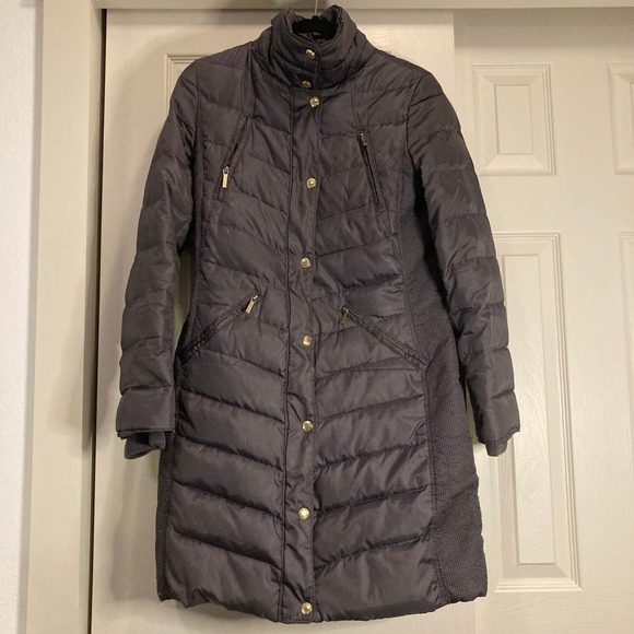 Michael Kors Down Puffer Jacket Knee Length Black Womens Size Extra Small - Picture 1 of 7